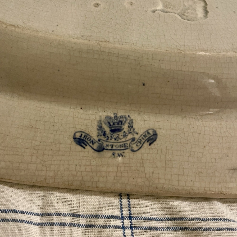 Antique S.W. Blue & White Ironstone Blue Willow Oval Platter 1860's-1890's - Picture 4 of 11